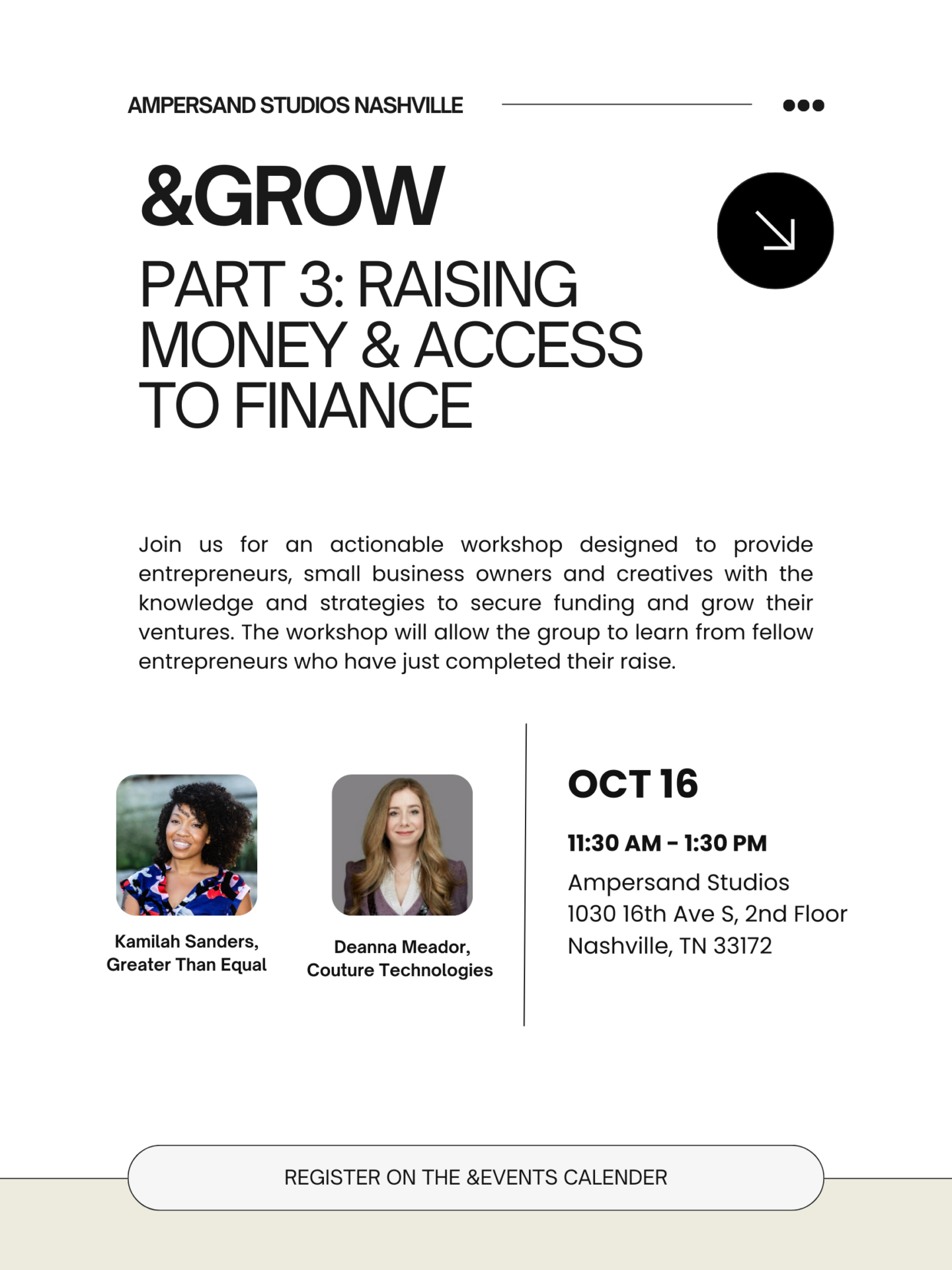 &Workshop: Raising Money & Access to Finance